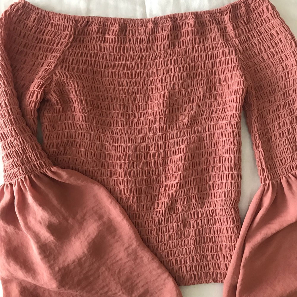 Off the shoulder over sized bell sleeve top